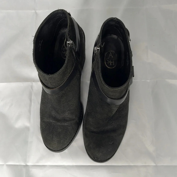 ASH Falcon Harness Moto Ankle Boots Black  Brushed Leather Chunky Heels 38 8 - Picture 7 of 15